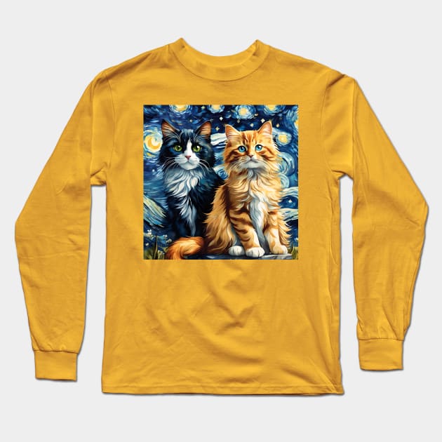 Van Gogh's cats Long Sleeve T-Shirt by AlexBRD